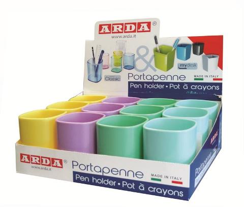 Bicchiere portapenne, colori assortiti, in display da 12 arda
