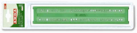 Normografo lettere e cifre in resina colore VERDE - altezza 5mm - Confezione 10 pezzi arda