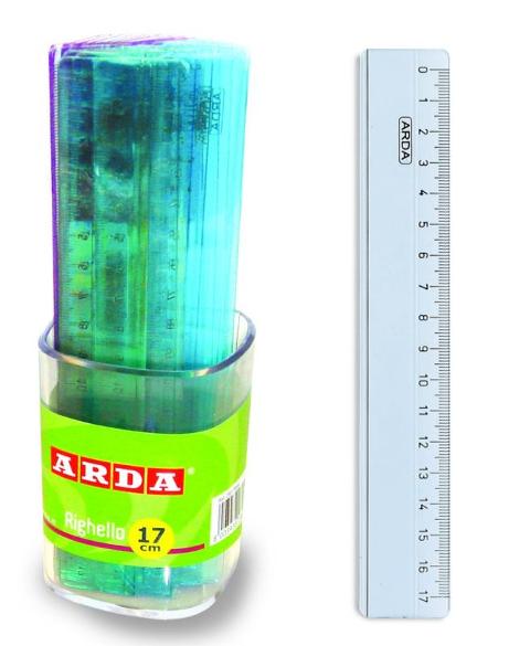 Righelli in plastica 17cm colori assortiti - Barattolo da 30 pezzi arda