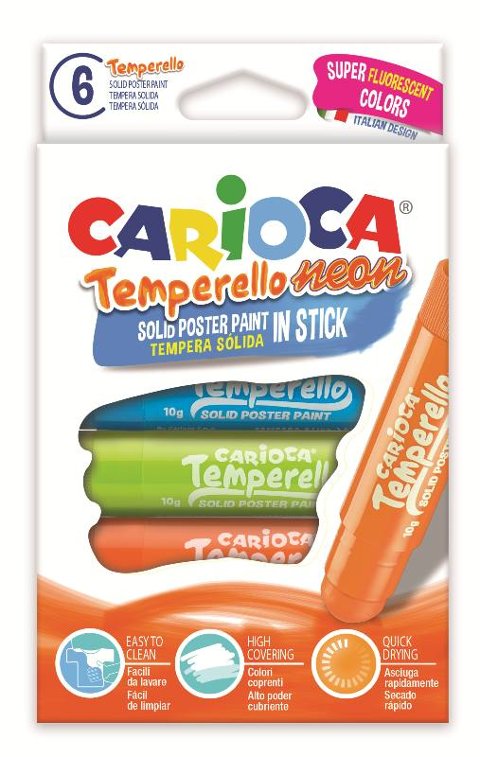 Astuccio 6 tempere solide TEMPERELLO colori neon Universal (Carioca)