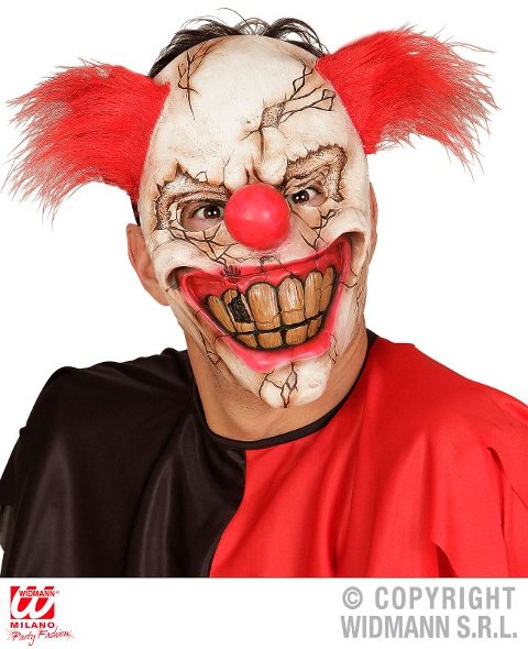 MASCHERA MEZZO VISO KILLER CLOWN CON CAPELLI widmann