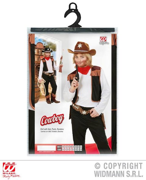 COWBOY (camicia con gilet. pantaloni. bandana) (158 cm / 11-13 Years) widmann