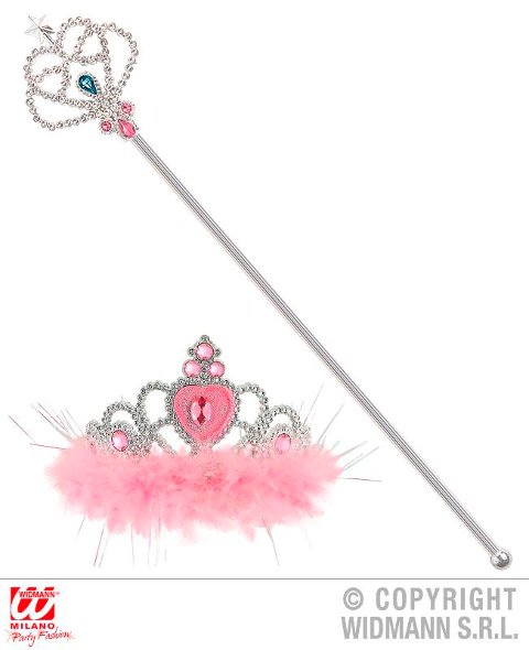 TIARA CON MARABOU E BACCHETTA MAGICA rosa widmann