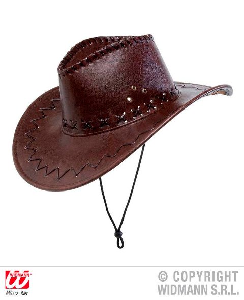 CAPPELLO COWBOY MARRONE CON CUCITURE similpelle widmann