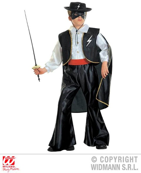 BANDITO MASCHERATO (costume con gilet. cintura. mantello. mascherina) (140 cm / 8-10 Years) widmann