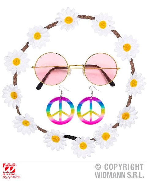 HIPPIE (fascia per testa con fiori. orecchini. occhiali) widmann