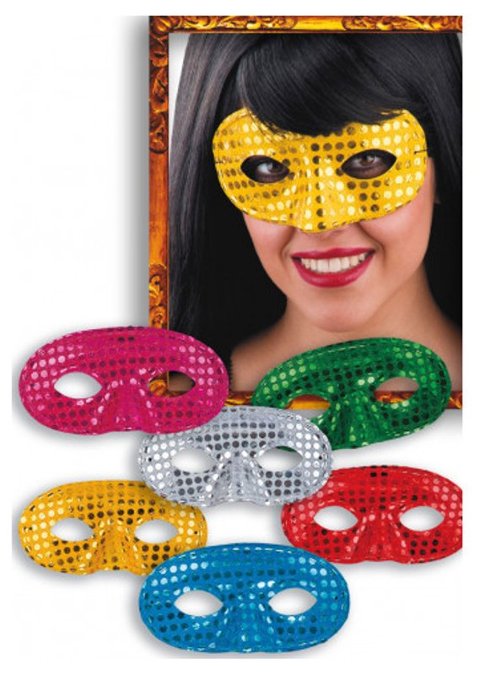 MASCHERA IN TESSUTO CON PAILLETTES COL.ASS. CON CARTELLINO/ETICHETTA carnival-toys