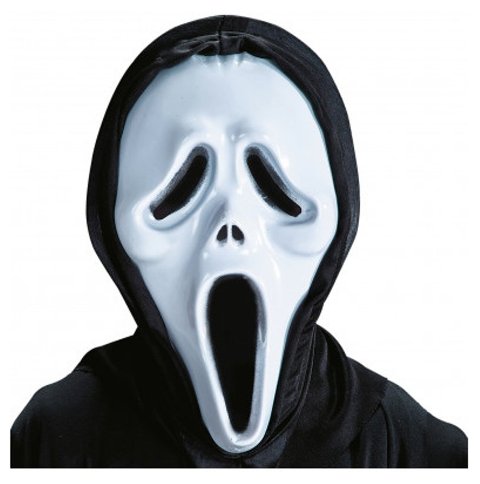 MASCHERA FANTASMA IN PLASTICA CON CAPPUCCIO SU CARTONCINO carnival-toys