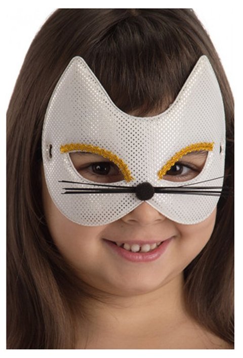 MASCHERA GATTINA BIANCA BIMBA IN TESSUTO METALLIZZATO IN BUSTA C/CAV. carnival-toys