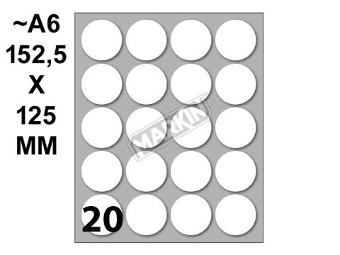 Conf. 10 buste da 10 fogli A6 152,5x125 mm ETICHETTE MARKIN permanenti diam. 27mm kohinoor
