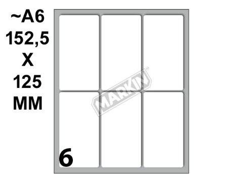 Conf. 10 buste da 10 fogli A6 152,5x125 mm ETICHETTE MARKIN permanenti 70x37mm kohinoor