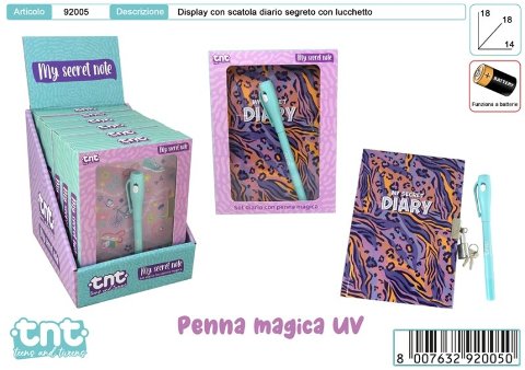 TnT SECRET NOTES BOX DIARIO CON PENNA MAGICA 18cm disp 6pz toys-garden