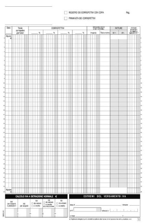 Registro Corrispettivi per dettaglianti, blocco di 24/24 copie autoricalcanti (Misura 29,7x21,5 cm) Data Ufficio (Buffetti)
