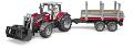 Trattore Massey Ferguson 7480 con rimorchio trasporto tronchi bruder