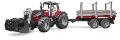 Trattore Massey Ferguson 7480 con rimorchio trasporto tronchi bruder