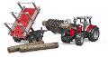 Trattore Massey Ferguson 7480 con rimorchio trasporto tronchi bruder