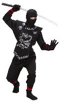 NINJA NERO (casacca con lacci. pantaloni con lacci. corazza. maschera) (116 cm / 4-5 Years) widmann