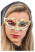 MASCHERA VENEZIANA IN PLASTICA CRACLE' CON DEC.ROSSE E AZZURRE SU CARTON carnival-toys