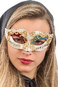 MASCHERA VENEZIANA IN PLASTICA CRACLE' CON DEC.ROSSE E AZZURRE SU CARTON carnival-toys