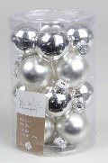 glass mini baubles shiny-matt silver kaemingk