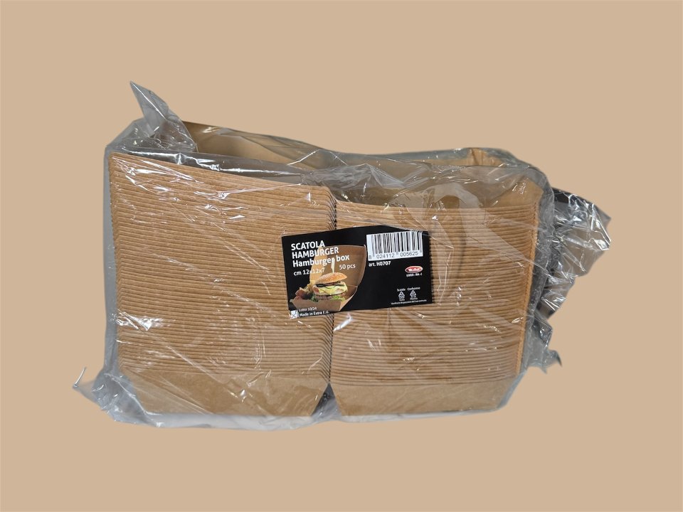 BOX KRAFT HAMBURGER, 50 PZ Leone