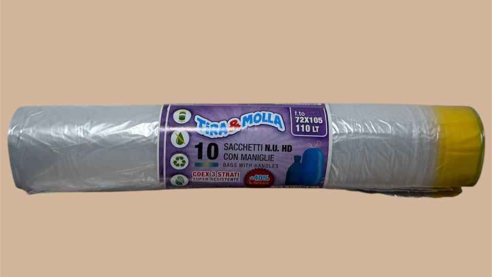 SACCHETTI N.U. HD CON MANIGLIE 72x105 cm, 35 CONFEZIONI DA 10 PZ Amore Plast