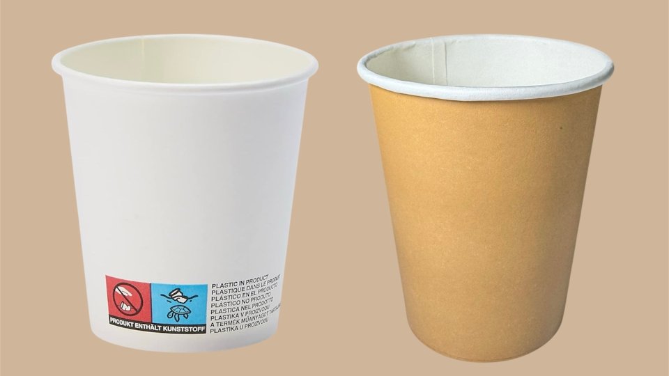 BICCHIERE IN CARTONCINO, 1000 PZ happiness avana/bianco
