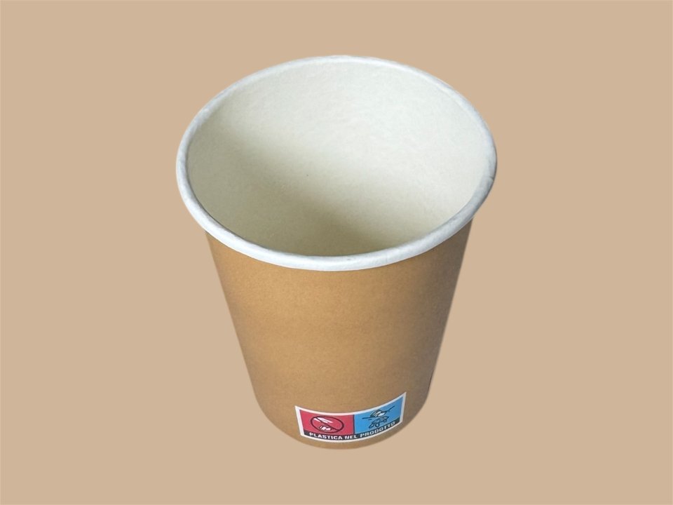 BICCHIERE IN CARTONCINO, 1000 PZ happiness avana/bianco