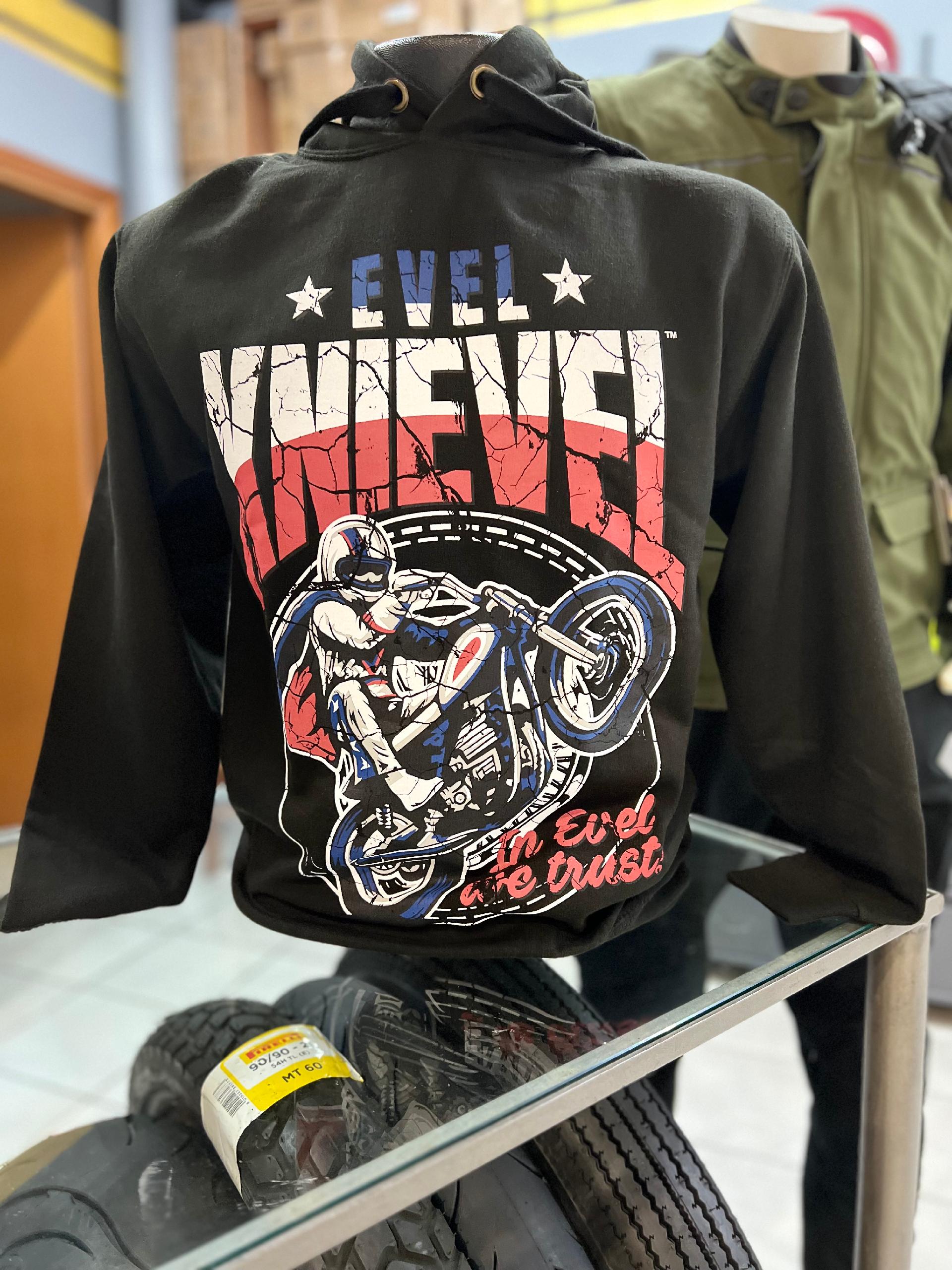 Felpa con cappuccio Evel Knievel Wheelie Epic Black Evel Knieve