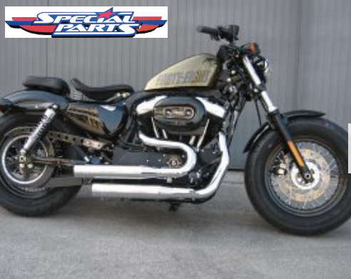 Scarico finale marmitta slip-on  Harley Davidson omologata con sonorita variabile MCJ SCARICO 2 IN 2 ROYAL CORTO COMPLETO DI COLLETTORI, PARACALORE LISCIO O FORATO . PER COMANDI AVANZATI PER  SPORTSTER 883-1200 DAL 2014 AL 2020