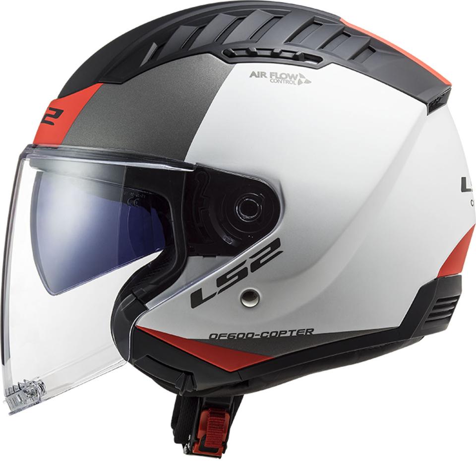 casco jet visiera lunga e visiera parasole LS2 COPTER OF600