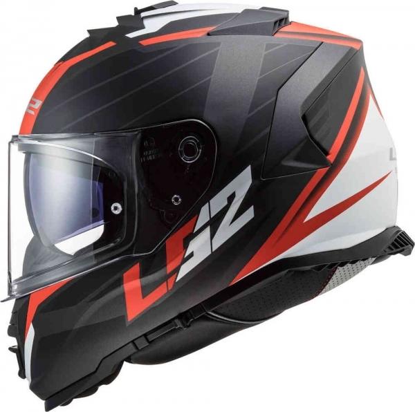 CASCO INTEGRALE MOTO DOPPIA VISIERA MATT BLACK RED LS2 STORM NERVE