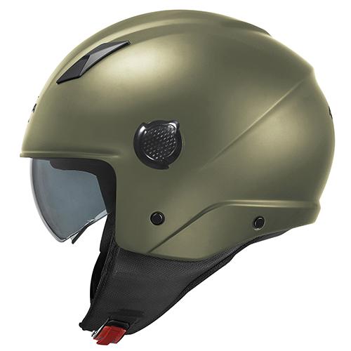 Casco demi jet VERDE MILITARE OPACO KV58 in materiale termoplastico pratico e leggero KAPPA KV58