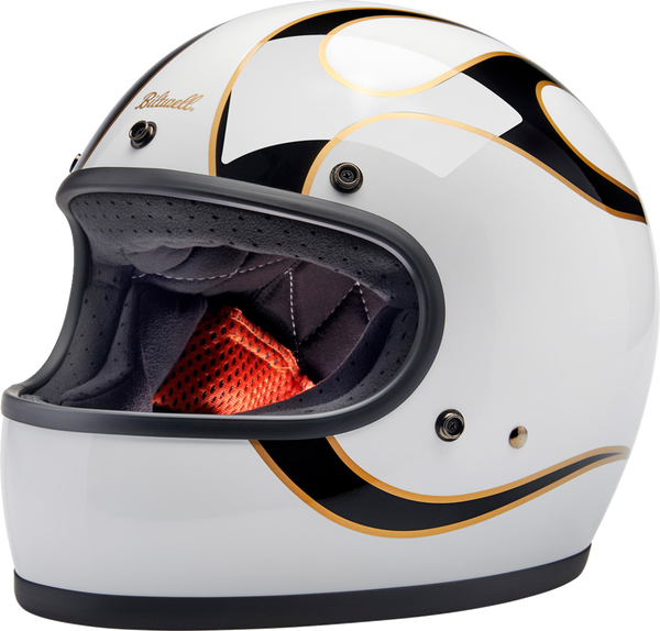 HELMET GRINGO W/B FLAM CASCO BITWELL BIANCO ORO E NERO BITWELL GRINGO