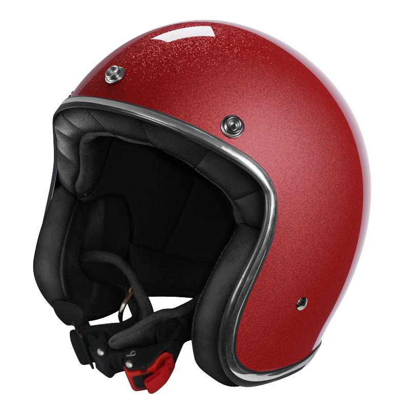 Casco jet modello   vintage / retro   GLITTER RED | GLOSSY vintage