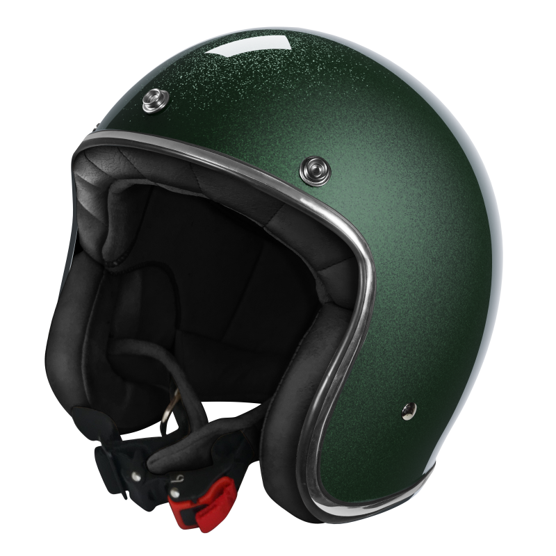 Casco jet modello   vintage / retro     glitter verde vintage