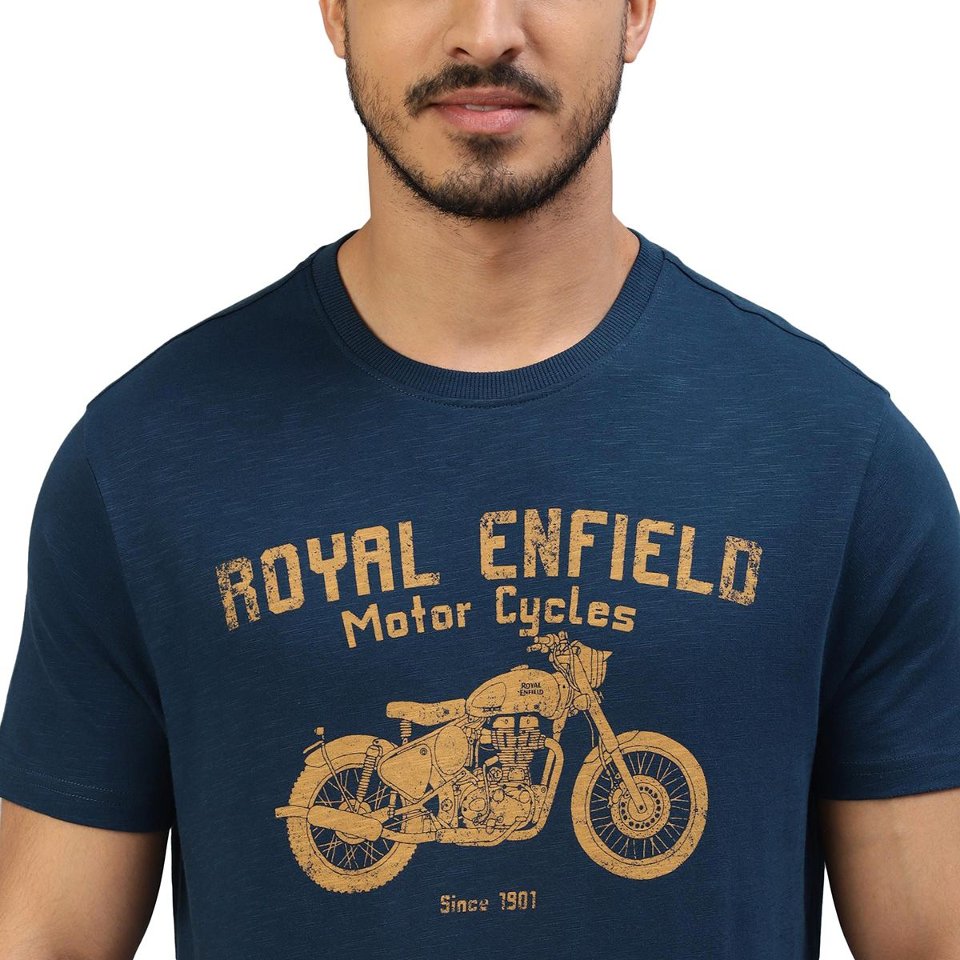 T-Shirt Royal Enfield Classic ROYAL ENFIELD Lino Stamp Blue