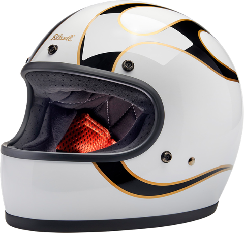 HELMET GRINGO W/B FLAM CASCO BITWELL BIANCO ORO E NERO BITWELL GRINGO