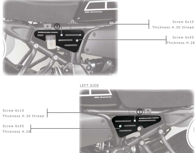 Kit Fianchetti Laterali Yamaha XSR 700 Barracuda Alluminio Anodizzato Nero