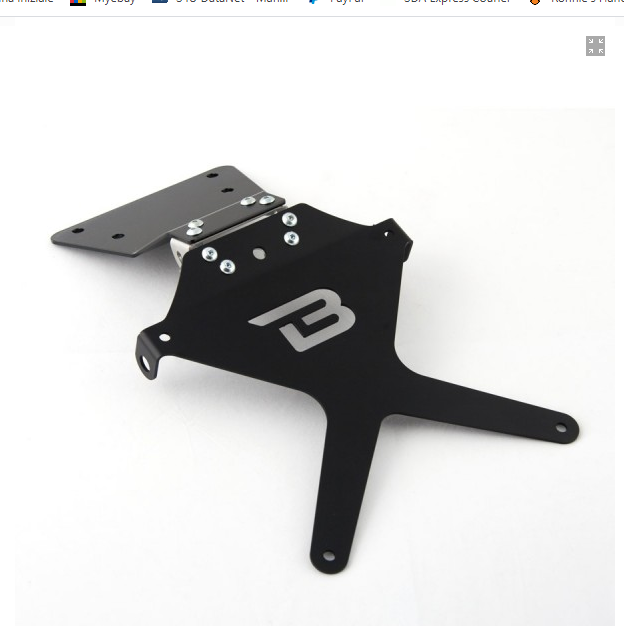 Kit Targa  Portatarga  Regolabile  Yamaha T - MAX 530 2017 - 2019 Barracuda Reclinabile Alluminio anodizzato nero con snodo in acciaio