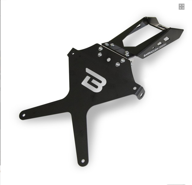 Kit Targa  Portatarga  Regolabile Yamaha R1 2015 - 2019 Barracuda Reclinabile Alluminio anodizzato nero con snodo in acciaio
