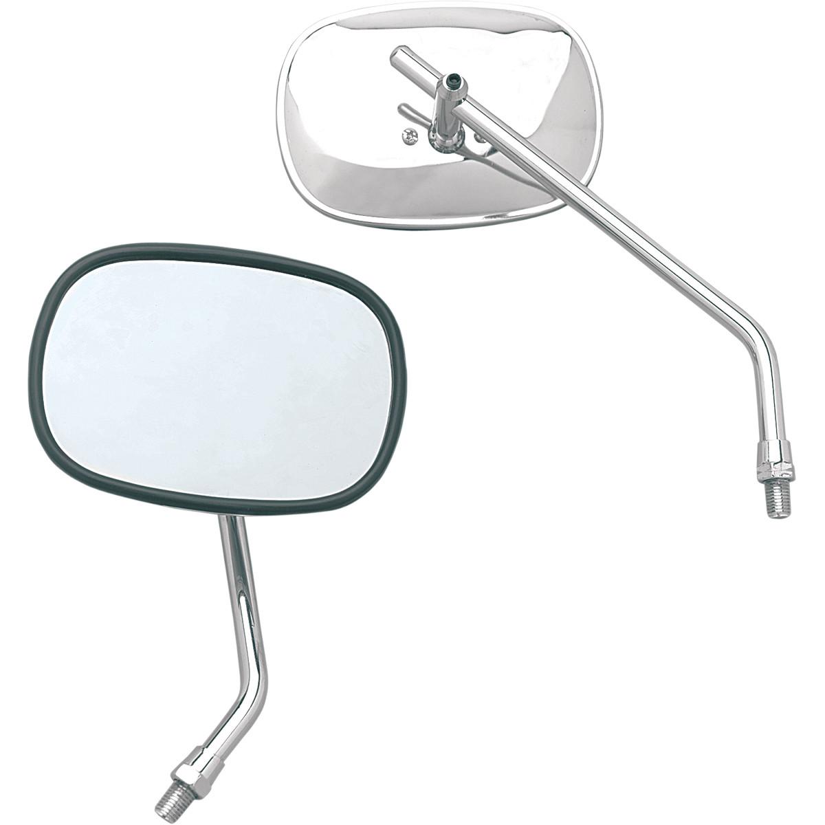 Specchietto Retrovisore Moto Univrsale rettangolare Stelo a vite EMCO DRAG Acciaio stampato o pressofusi con finitura cromata completamente regolabile