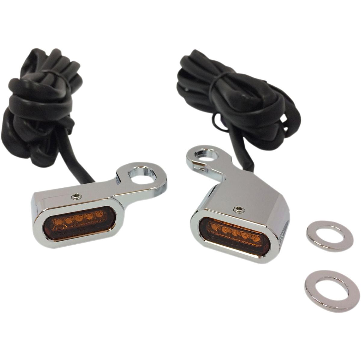Frecce anteriore led  in alluminio  cromate lente gialla   drag specialts  per sportster 2004/2020