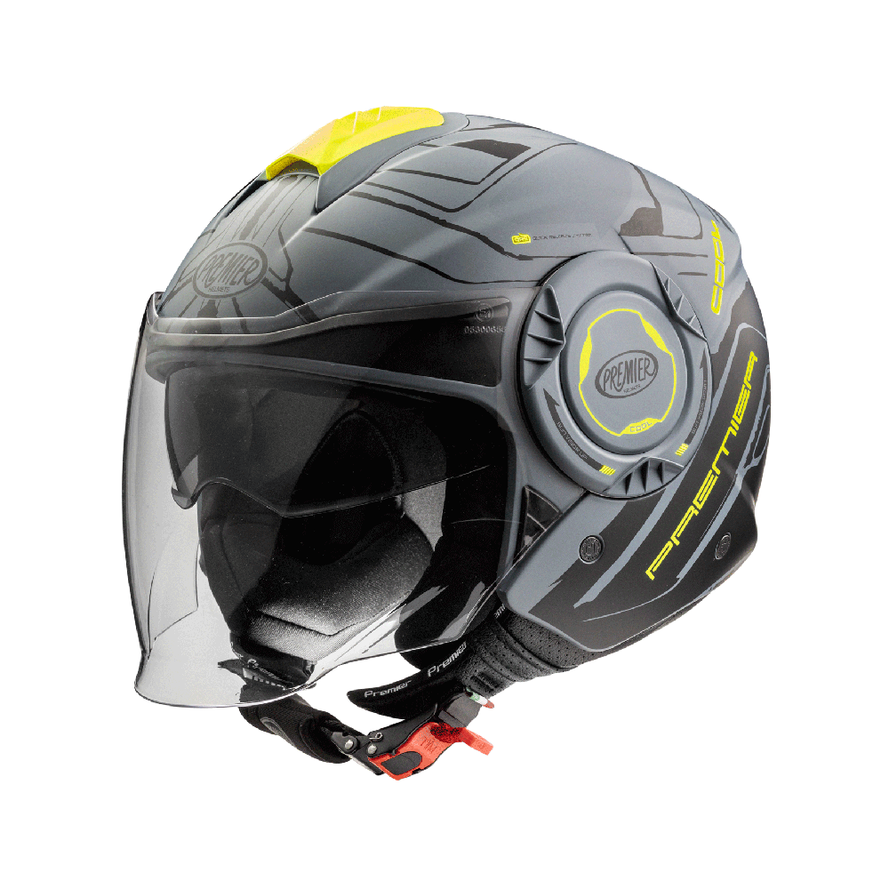 Casco Jet Moto Visiera Lunga Protezione UV Premier Cool Evo NT Y GREY BM PREMIER