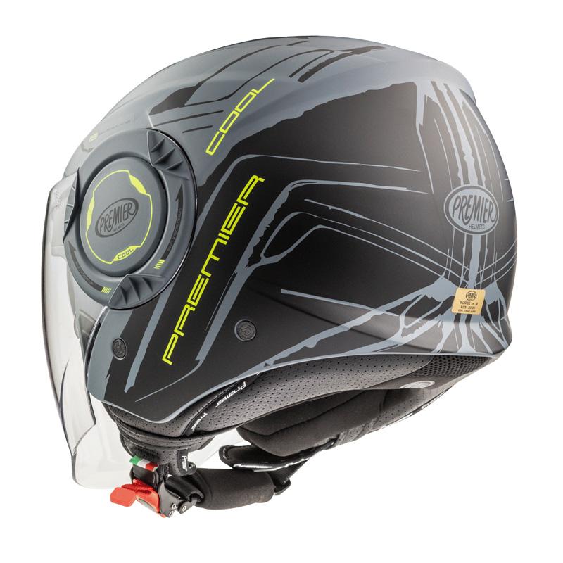 Casco Jet Moto Visiera Lunga Protezione UV Premier Cool Evo NT Y GREY BM PREMIER