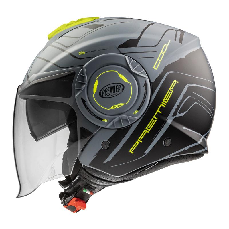 Casco Jet Moto Visiera Lunga Protezione UV Premier Cool Evo NT Y GREY BM PREMIER