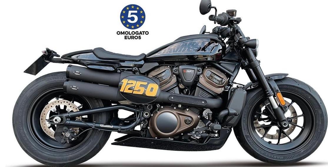 Scarico slip-on Harley  Davidson sportster 1250   Euro 5   OMOLOGATO mcj MCJ IMPIANTO DI SCARICHI COMPLETO NERO PER SPORTSTER S 1250