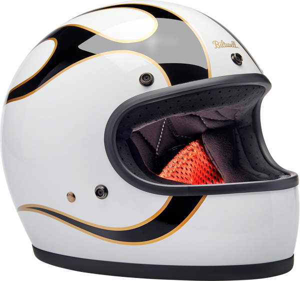 HELMET GRINGO W/B FLAM CASCO BITWELL BIANCO ORO E NERO BITWELL GRINGO