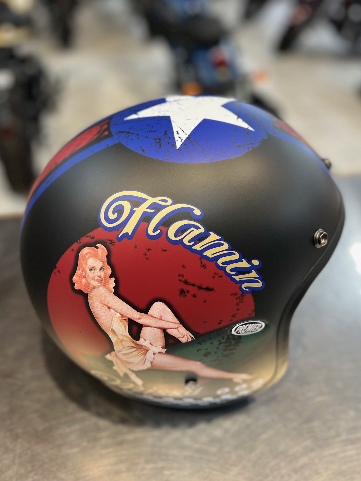 Casco jet modello  pin up  vintage / retro PREMIER pin up vintage