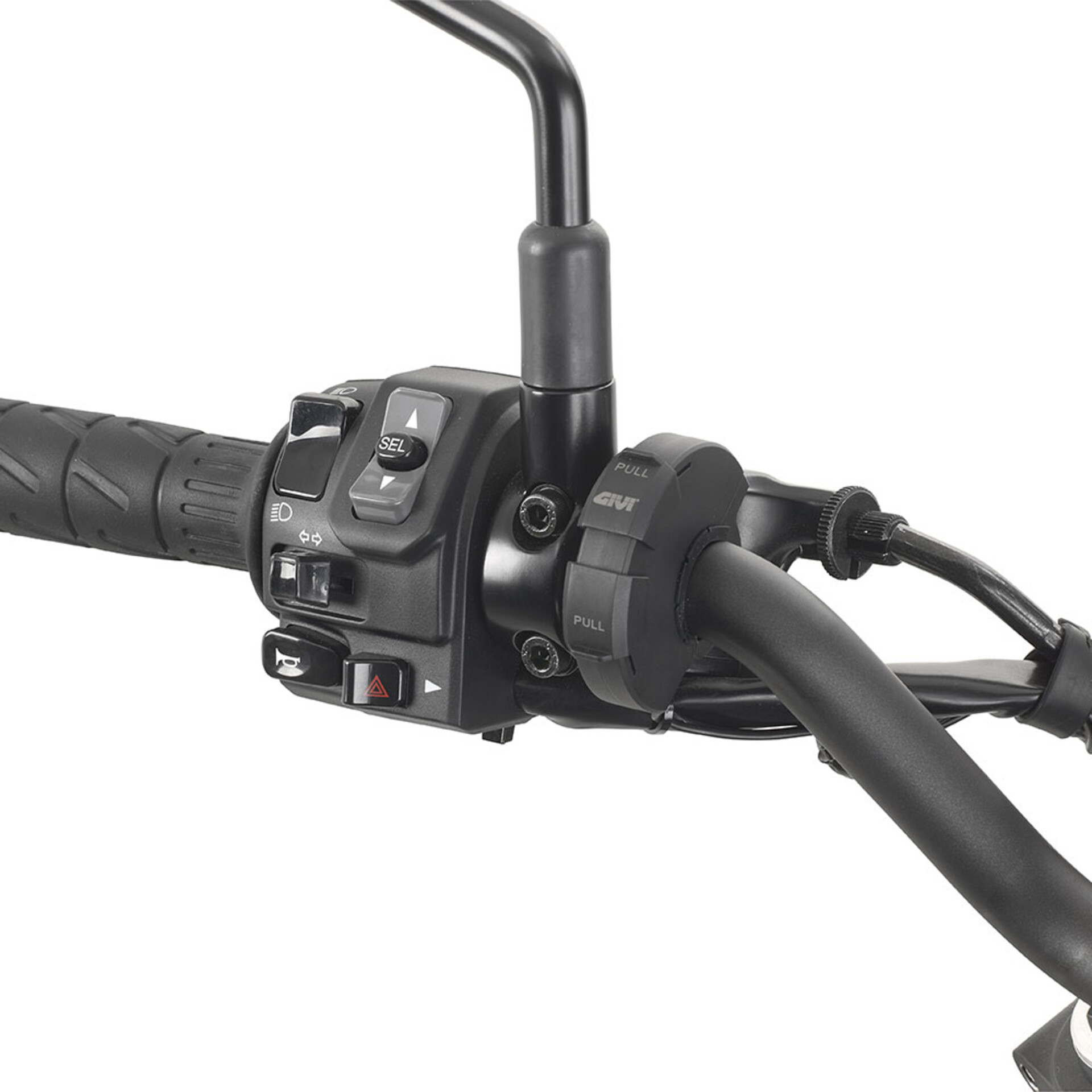 Presa elettrica USB e USB-C da manubrio per moto GIVI Presa elettrica USB e USB-C da manubrio, comprensiva di cablaggio con fusibile per il collegamento alla batteria della moto
